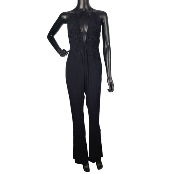 For Love & Lemons Laney Lou Jumpsuit in Black Size Small - Picture 3 of 10